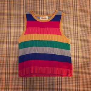 Rainbow stripe knit tank top